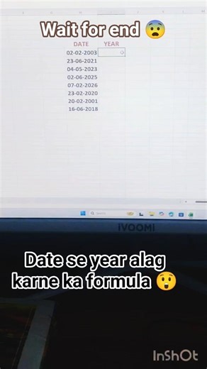 Date ➝ Year in Excel 😍 TEXT Formula Trick 🔥 #short