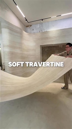 Mark Sun on Instagram: "Flexible travertine that can bend to form curved shapes, revolutionizing traditional decoration! Curved feature wall disaster? Maybe you just didn’t choose the right material! Check out this ‘full-height single-piece’ solution with flexible travertine.#design #decoration #wallart #walldecoration #homedecor"
