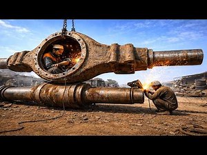 Pakistani Mechanic Emergency Field Repair Field Repair Drive Shaft from Scrapyard