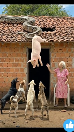 OMG! 😰 Massive Python SNATCHES Pig to Roof! 🐍 Dogs Go Crazy - What Would YOU Do?
