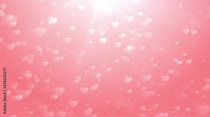 Valentine's day abstract background, Flowing red hearts shaped and particles for Valentine's day, Wedding anniversary background concept, Animation 4K Seamless loop