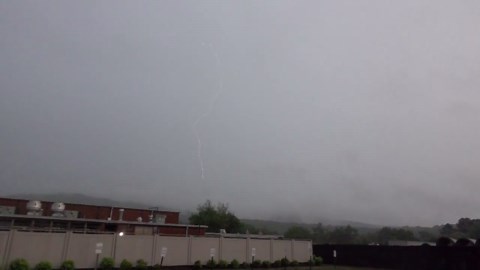 Lightning flashes repeatedly across stormy sky in Huntsville, Alabama, USA