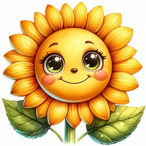 Smiling Sunflower Clipart: Watercolor Charming Sunflower Kids (commercial Use) (digital Download) 10 JPG - Etsy