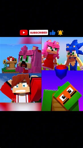 Locked on ONE RAINBOW block! Amy & JJ Complete | Sonic Minecraft Animation #minecraft #sonic