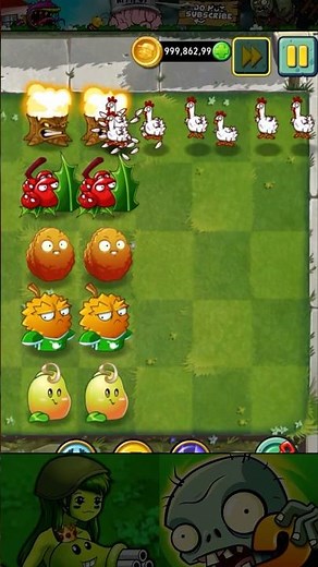 PvZ2 - 5 Defense plants vs. 50 Zombie Chickens #Shorts #pvz #pvz2 #pvzfusion