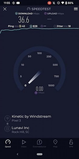 Kinetic by Windstream Internet speed test January 21 2025