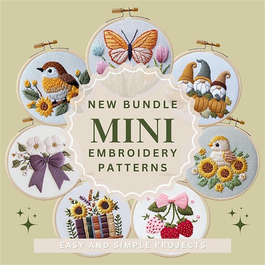 Mini Embroidery Pattern Bundle: Easy Modern Designs (PDF Templates) - Etsy Canada