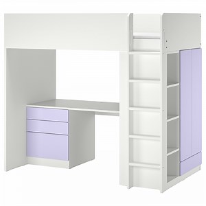 SMÅSTAD loft bed, white lilac/with desk with 4 drawers, 90x200 cm  - IKEA Ireland