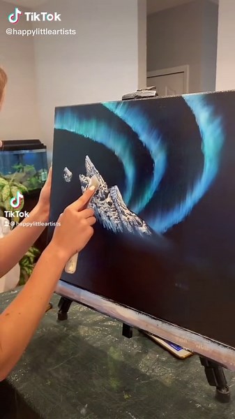 Capturing the Beauty of the Northern Lights through Oil Painting with Bob Ross