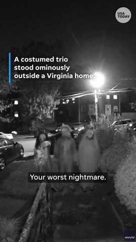 Chilling doorbell video shows trio in Halloween costumes outside home, shouting threats