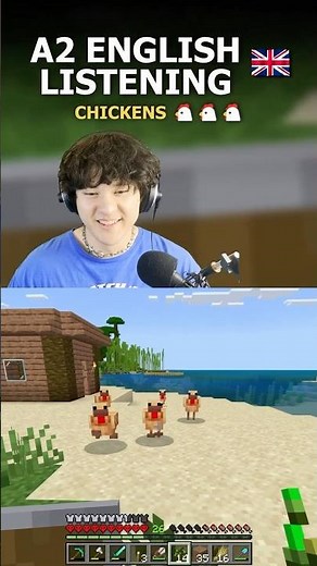 Easy English Listening 🇺🇸 Moving my chickens to the barn (Minecraft Hardcore)
