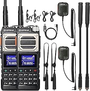 Amazon.com: BAOFENG UV-25 Tri-Power Ham Radio Handheld, 10W Long Range Two Way Radio, UHF VHF AM FM Air NOAA Multi-Band Receiver, with 5200mAh Battery, Gooseneck ANT & Whip ANT, Tactical Speaker Mic, 2Packs : Electronics