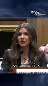 On Capitol Hill, Homeland Security Secretary Kirsti Noem defended the Trump administration’s migrant deportations – without due process – and incorrectly responded to a lawmaker's question on the definition of habeas corpus. David Muir reports. https://abcnews.link/vp8xt1M | ABC World News Tonight with David Muir
