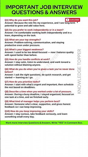 10 Most Important Job Interview Questions and Answers