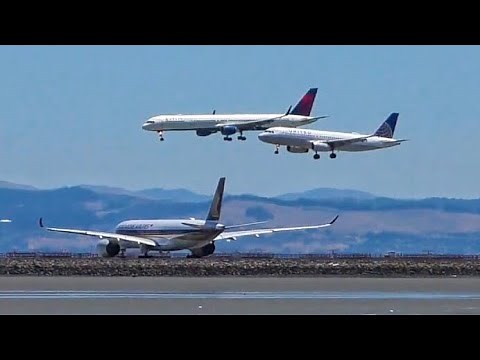 OUTSTANDING Parallel Landing at San Francisco Airport!