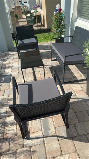 This patio set is perfect for small porch spaces. #patiofurniture #patioset #tiktokshopcreatorpicks #dealsforyoudays #tiktokshopsummerturnup 🛍️ Final price may vary depending on each customers available coupons. Promotion may have ended by the time you see this. As an affiliate, I can earn a small commission from sales through this video 🤗 Thank You 🩷