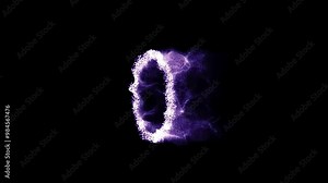 Fire letter O of burning blue flame. Flaming burn font or bonfire alphabet text with sizzling smoke and fiery or blazing shining heat effect. Incandescent cold fire glow on black background,4k Video