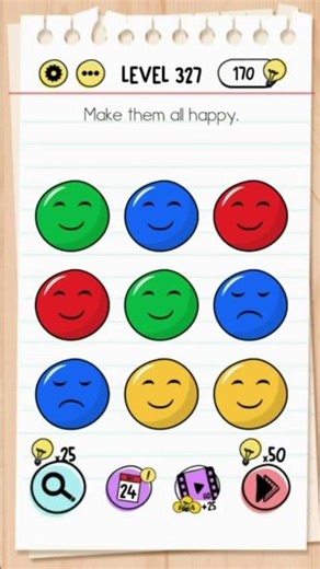 Brain Test Level 327 Answer | Make them all happy