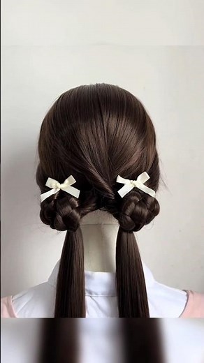 How to do a Perfect Double Bun Hairstyle in 30 Secs! ✨ #hairhacks #hairtransformation