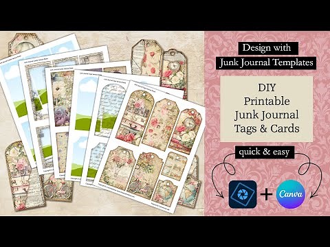 DIY Printable Junk Journal Tags & Cards with Easy to Use Templates in Canva and Photoshop