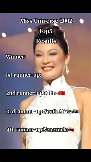 Miss Universe 2002 top 5 results 👑💫. . . . . . . . . . . . . #PageantryMoments | Pageantry Moments