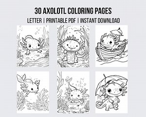 Axolotl Coloring Page Printable Instant Download Cute Axolotl Pages Kid Party Activity Adult Coloring Book Activity Grayscale Coloring Book - Etsy
