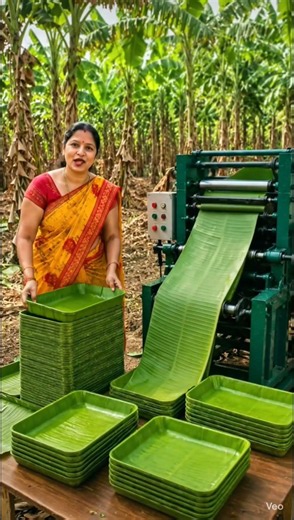 केले के पत्ते से ट्रे बनाने की देसी जुगाड़ मशीन 😱🌿 | Amazing Village Innovation #desijugaad