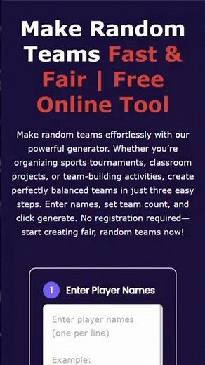 ⚡ Random Teams Generator | Create Fair & Instant Teams Online | Free Tool #canada #usa #shorts