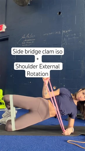 Side bridge clam iso+ Shoulder External Rotation #rotatorcuffrehab #performance
