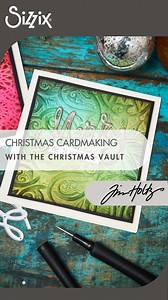 Pete Hughes is back with festive inspiration using the Christmas Vault Collection by Tim Holtz. ✨ Join Pete as he creates a gorgeous Christmas card by pairing embossed backgrounds, striking inks, the Merry & Bright dies and some shimmering embossing powder. The perfect mix of texture and shine. Head to YouTube for the full tutorial! #sizzix #timholtz #sizzixwithtimholtz #christmasvault #christmascrafts #christmastutorials #craftingtutorial | Sizzix