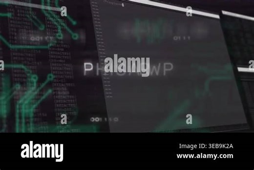 PHIE fragment appearing panels sliding code scrolling PHISHING title resolving warning breach. Cybersecurity, hud, ui, interface, digital, neon, futuristic Stock Video Footage - Alamy