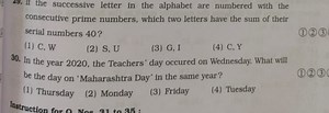 2y. If the successive letter in the alphabet are numbered with ... | Filo