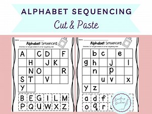 Alphabet Sequencing - Cut & Paste, Letters, Uppercase, Lowercase, Fine Motor Skills, Scissors, Pre-k, Kindergarten, Worksheets, Printable - Etsy