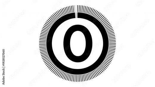 5 second countdown with circle animation, 5 to 0 animation countdown. 4K video