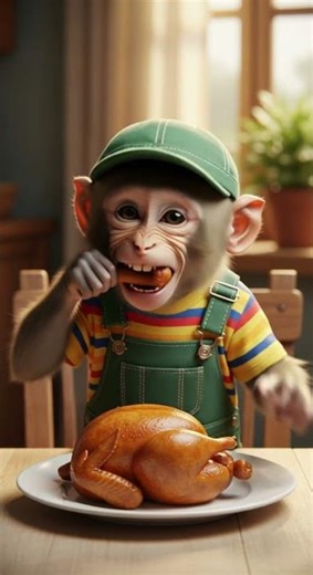 monkey eating chicken 😋 wild feast in the jungle #wildlife #nature #animals