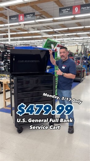 Harbor Freight’s Deal of the Day is back! Each day we’re bringing you a new SUPER HOT deal - valid for ONE DAY ONLY! DAY 1 - Monday, March 17th ONLY: Get this U.S. General Full Bank Service Cart for only $479.99! Save $120! No coupon required. Pre-orders available if the color you want is not in stock at your local store. Valid in-store only, check back daily for new deals! | Harbor Freight