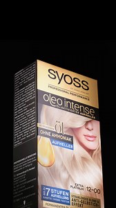 Transform your hair into a pure, cool and luminous blond with our Oleo Intense silver blond 12-00 shade with fair trade argan oil, caring anti-yellow mask and ammonia-free formula ✨ #Syoss #getsyossed #haircoloration #oleointense #blonde #haircolor Verwandle dein Haar in ein reines, cooles und leuchtendes Blond mit unserer Oleo Intense Silberblond 12-00 Nuance mit fair gehandeltem Arganöl, pflegender Anti-Gelb-Maske und ammoniakfreier Formel ✨. | Syoss | Facebook