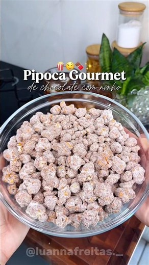 Gourmet chocolate and Ninho milk popcorn 😋🍫🍿 #recipes #sweets #popcorn #chocolate #saojoao