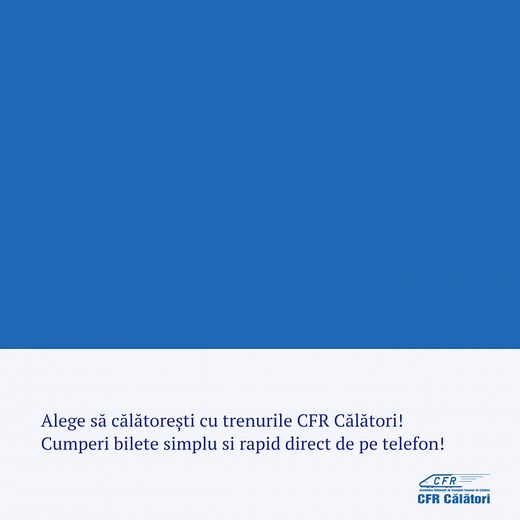 Aplicația ”CFR Călători bilete online” oferă o interfață intuitivă prin care utilizatorii au acces rapid la achiziționarea biletelor, dar și la multe alte opțiuni. Aplicația CFR Călători este disponibilă în Google Play, App Store și Huawei AppGallery. | CFR Călători