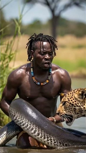 Epic River Battle: Warrior & Leopard vs Giant Anaconda | Hyper-Realistic Animal Fight