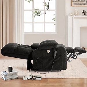 Oversized Power Lift Recliner Chair for Adults with Massage and Heat, Infinite Position Lay Flat Lift Chair for Elderly/Seniors, One-Touch Reset, USB&Type-C, Cup Holders, Lumbar Pillow, Dark Grey