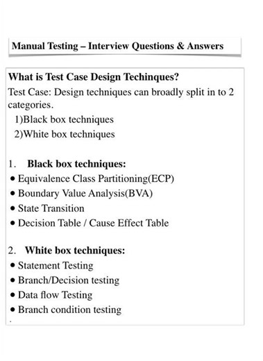 What is Test Case Design Techinques?