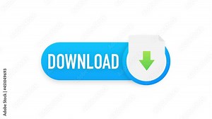 Download file icon. Document downloading concept. Trendy flat design graphic with long shadow. Motion graphics.