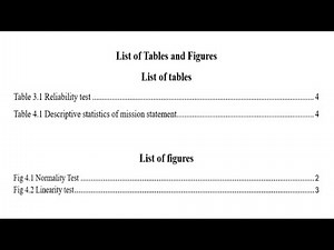 How to do list of tables and figures in research paper?
