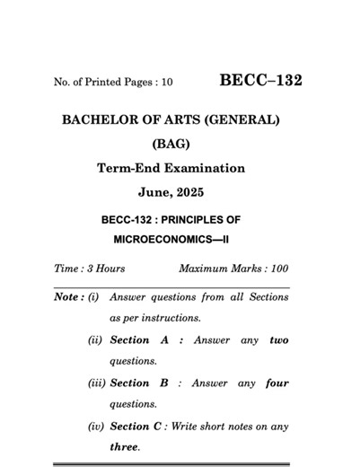 BECC–132 June 2025 | IGNOU Previous Year Question Paper