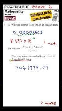 GCSE Maths Higher - Daily Exam Question - Day 87 (Standard Form)