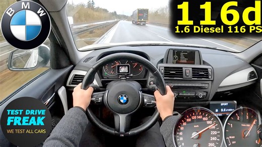 2014 BMW 116d Efficient Dynamics 116 PS manual 🚀 top speed POV fuel consumption test no speed limit