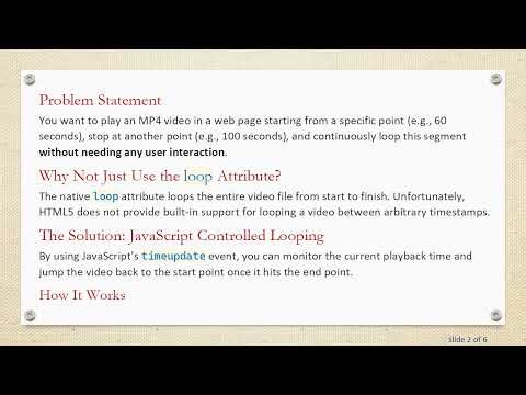 How to Loop an HTML5 Video Between Specific Start and End Times