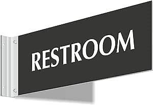 SmartSign Hallway Sign with Bracket - 4"x12", Double-Sided Wall Mount Laser Engraved Corridor Sign, Weather-resistant Acrylic & 3" Silver Brackets Kit, Black, Made in USA
