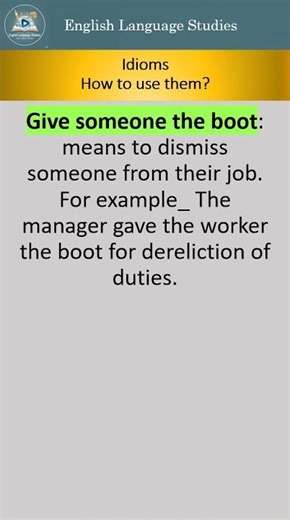 Idioms, Give someone the boot #english #easyenglisheveryday #englishidiom
